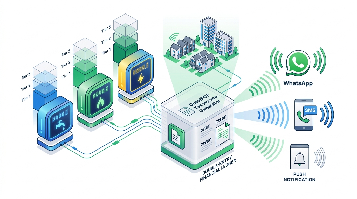 Automated utility metering and notification engine diagram